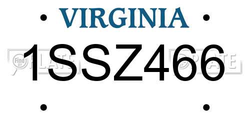 1SSZ466 Virginia License Plate