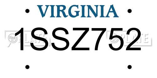 1SSZ752 Virginia License Plate