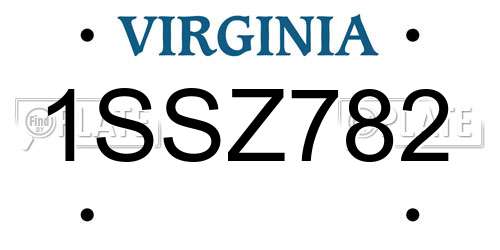 1SSZ782 Virginia License Plate