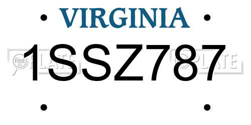 1SSZ787 Virginia License Plate