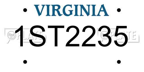 1ST2235 Virginia License Plate