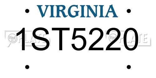 1ST5220 Virginia License Plate