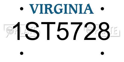 1ST5728 Virginia License Plate