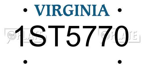 1ST5770 Virginia License Plate