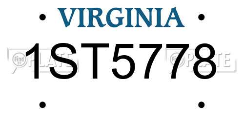 1ST5778 Virginia License Plate