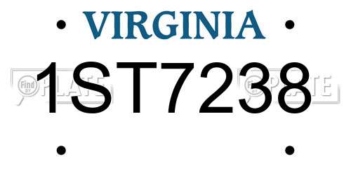 1ST7238 Virginia License Plate
