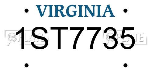 1ST7735 Virginia License Plate