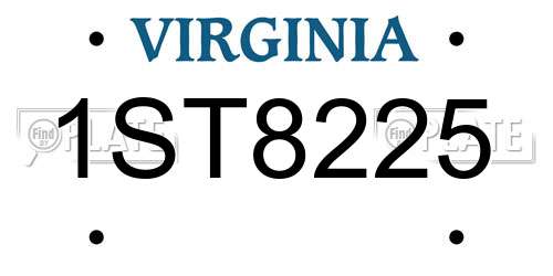 1ST8225 Virginia License Plate
