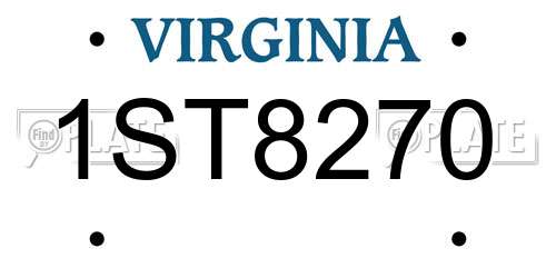 1ST8270 Virginia License Plate