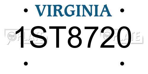 1ST8720 Virginia License Plate