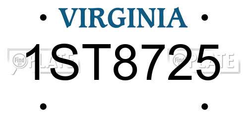 1ST8725 Virginia License Plate