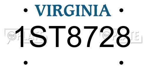 1ST8728 Virginia License Plate