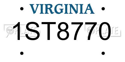 1ST8770 Virginia License Plate
