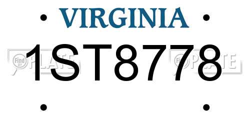 1ST8778 Virginia License Plate