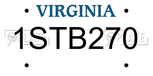 1STB270 Virginia License Plate