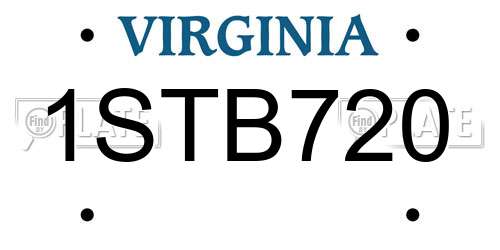 1STB720 Virginia License Plate