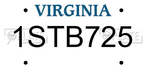 1STB725 Virginia License Plate