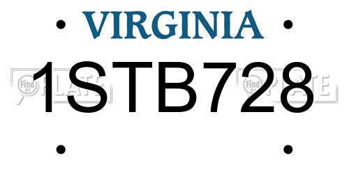 1STB728 Virginia License Plate