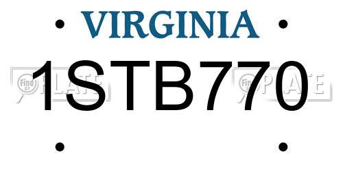 1STB770 Virginia License Plate