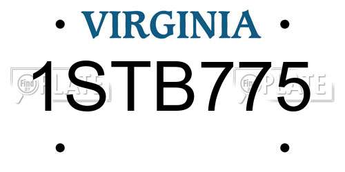 1STB775 Virginia License Plate
