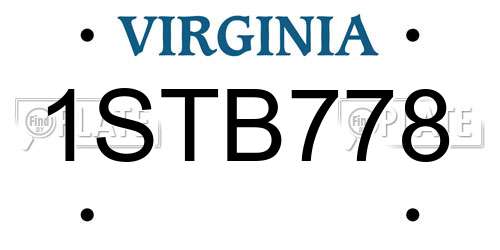 1STB778 Virginia License Plate