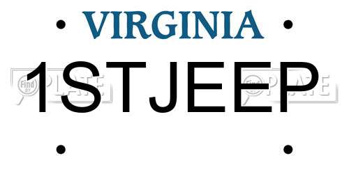 1STJEEP Virginia License Plate