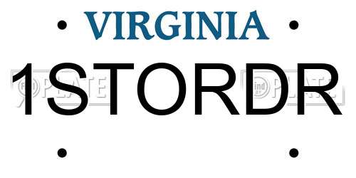 1STORDR Virginia License Plate