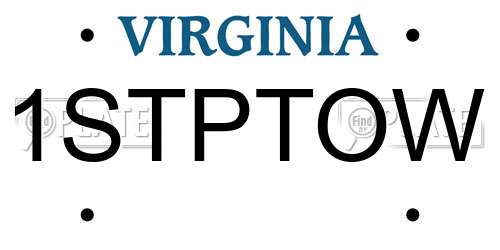 1STPTOW Virginia License Plate