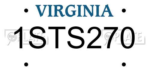 1STS270 Virginia License Plate