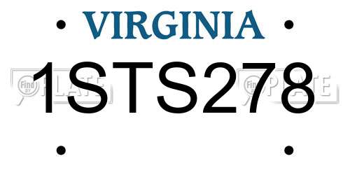 1STS278 Virginia License Plate