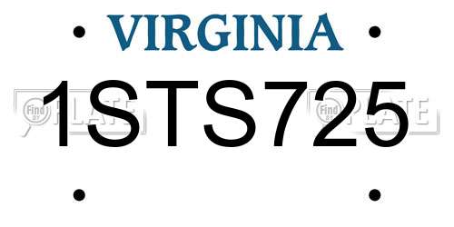 1STS725 Virginia License Plate