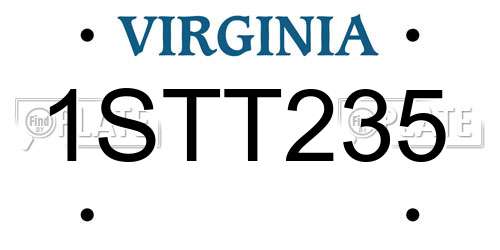 1STT235 Virginia License Plate