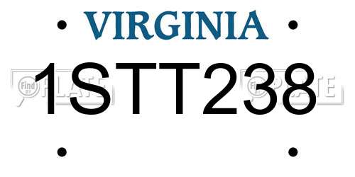 1STT238 Virginia License Plate
