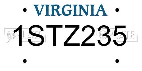 1STZ235 Virginia License Plate