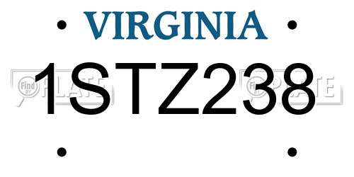 1STZ238 Virginia License Plate