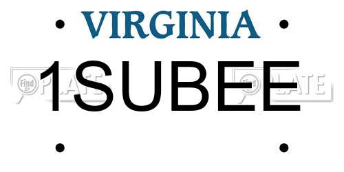 1SUBEE Virginia License Plate