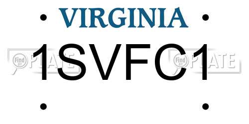 1SVFC1 Virginia License Plate