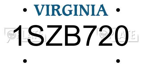 1SZB720 Virginia License Plate