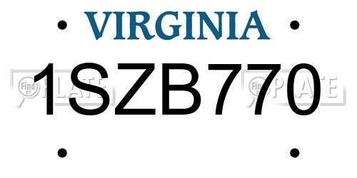 1SZB770 Virginia License Plate