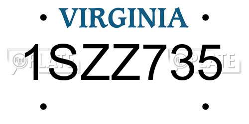 1SZZ735 Virginia License Plate
