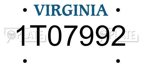 1T07992 Virginia License Plate