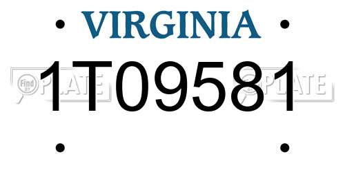1T09581 Virginia License Plate