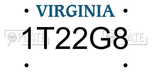 1T22G8 Virginia License Plate