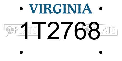 1T2768 Virginia License Plate