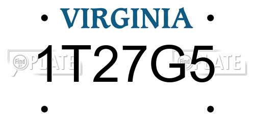 1T27G5 Virginia License Plate