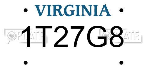 1T27G8 Virginia License Plate