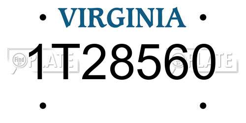 1T28560 Virginia License Plate