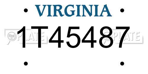 1T45487 Virginia License Plate