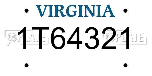 1T64321 Virginia License Plate