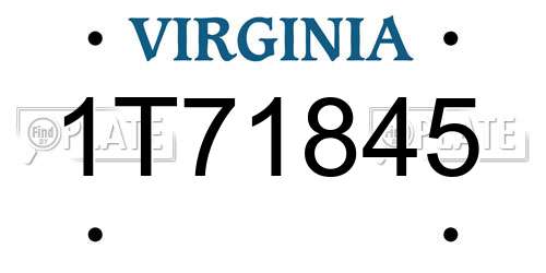 1T71845 Virginia License Plate